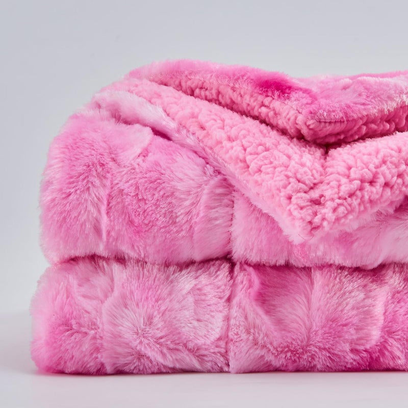 NEWCOSPLAY Super Soft Faux Fur Throw Blanket for Couch Pink Sherpa Fuzzy Plush Warm Blanket for Sofa Bed (Pink, Throw(50"x60")) - Image 3